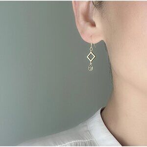 Gold Plated Square Olive Green Teardrop Earrings Gold Plated Over Silver Ear Wir
